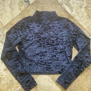 Lululemon All aligned Navy blue crushed velvet mock neck long sleeve top…